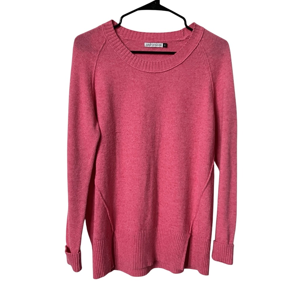 Zaket & Plover Pink Merino Wool Blend Raglan Sleeve Crew Neck Sweater Small